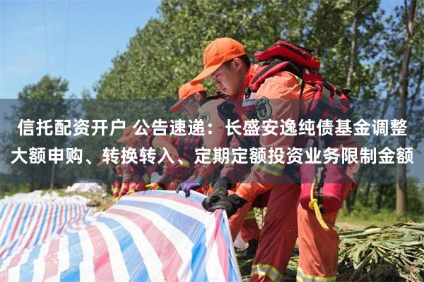 信托配资开户 公告速递：长盛安逸纯债基金调整大额申购、转换转入、定期定额投资业务限制金额