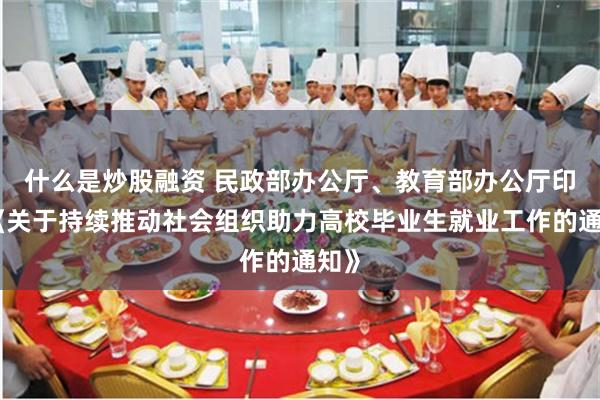 什么是炒股融资 民政部办公厅、教育部办公厅印发《关于持续推动社会组织助力高校毕业生就业工作的通知》